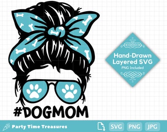 Hond moeder SVG, hond Svg, hondenliefhebber Svg, hond Mama Paw Print Clipart, Png, Jpg - PT1391