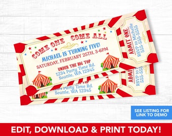 Carnival Invitation, Carnival Theme Party, Carnival Birthday Invitation, Circus Birthday, Carnival Invites, Instant Download - PT1096