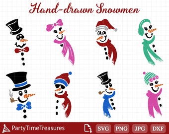 Snowman Svg, Snowman Clipart, Christmas Svg, Png, Dxf, Commercial Use - PT1218