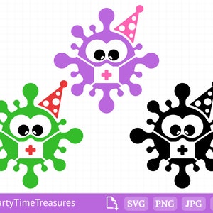 Virus Birthday Svg, Disease Svg, Social Distancing Svg, Virus Cartoon Svg, Virus Clipart, Png, Jpg, Dxf, Cricut, Silhouette - PT1167