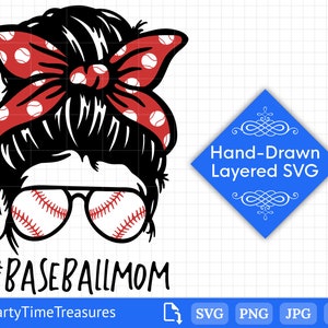 Baseball Mom SVG, Baseball Svg for Shirt Crafts, Png, Dxf, Pdf - PT1340