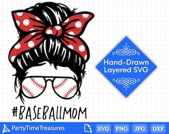 Baseball Mom SVG, Baseball Svg for Shirt Crafts, Png, Dxf, Pdf - PT1340