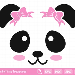 Panda lindo SVG para Cricut, Panda Face Svg, Cartoon Panda Svg, Panda Bear Svg, Png, Jpg, Cricut, Silhouette - PT1191