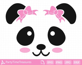 Carino panda SVG per Cricut, faccia di panda SVG, panda dei cartoni animati SVG, orso panda SVG, Png, Jpg, Cricut, Silhouette - PT1191