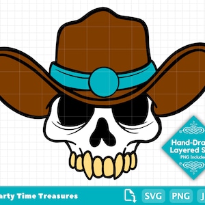 Cowboy Skull SVG, Skull Clipart, Halloween Svg, Western Cowboy Hat Rodeo Clipart, Png - PT1394
