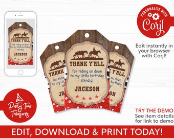 Cowboy Bag Tag Personalized Watercolor farm Cowboy Bag Tag