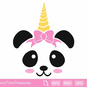 Panda Unicorn SVG, Pandicorn Svg, Lindo Panda Svg para Cricut, Panda Face Svg, Cartoon Panda Svg, Png, Jpg, Cricut, Silueta - PT1192