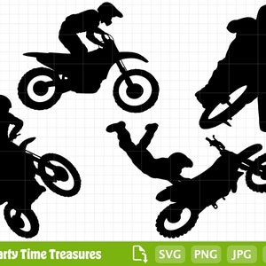 Dirt Bike SVG, Motorcycle Motocross Dirt Bike Stunt Racing Clipart, Png, Dxf, Pdf - PT1383