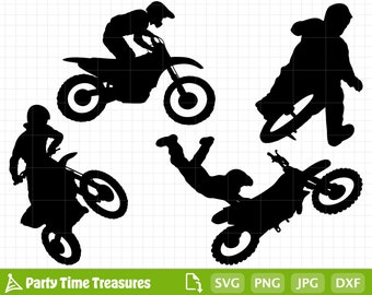 Dirt Bike SVG, Motorcycle Motocross Dirt Bike Stunt Racing Clipart, Png, Dxf, Pdf - PT1383