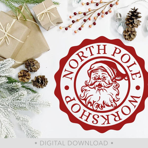 Santa Stamp Svg, North Pole Stamp Svg, Santa Seal Svg, Santa Mail Svg, Santa Claus Svg, Christmas Svg, Santa Stamp Png - PT1422