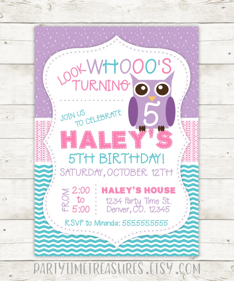 Owl Birthday Invitation Owl Party Owl First Birthday Etsy