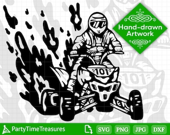ATV Svg, 4-wieler Svg, vierwieler, quad Svg, ATV Rider, png, jpg, dxf, commercieel gebruik - PT1229