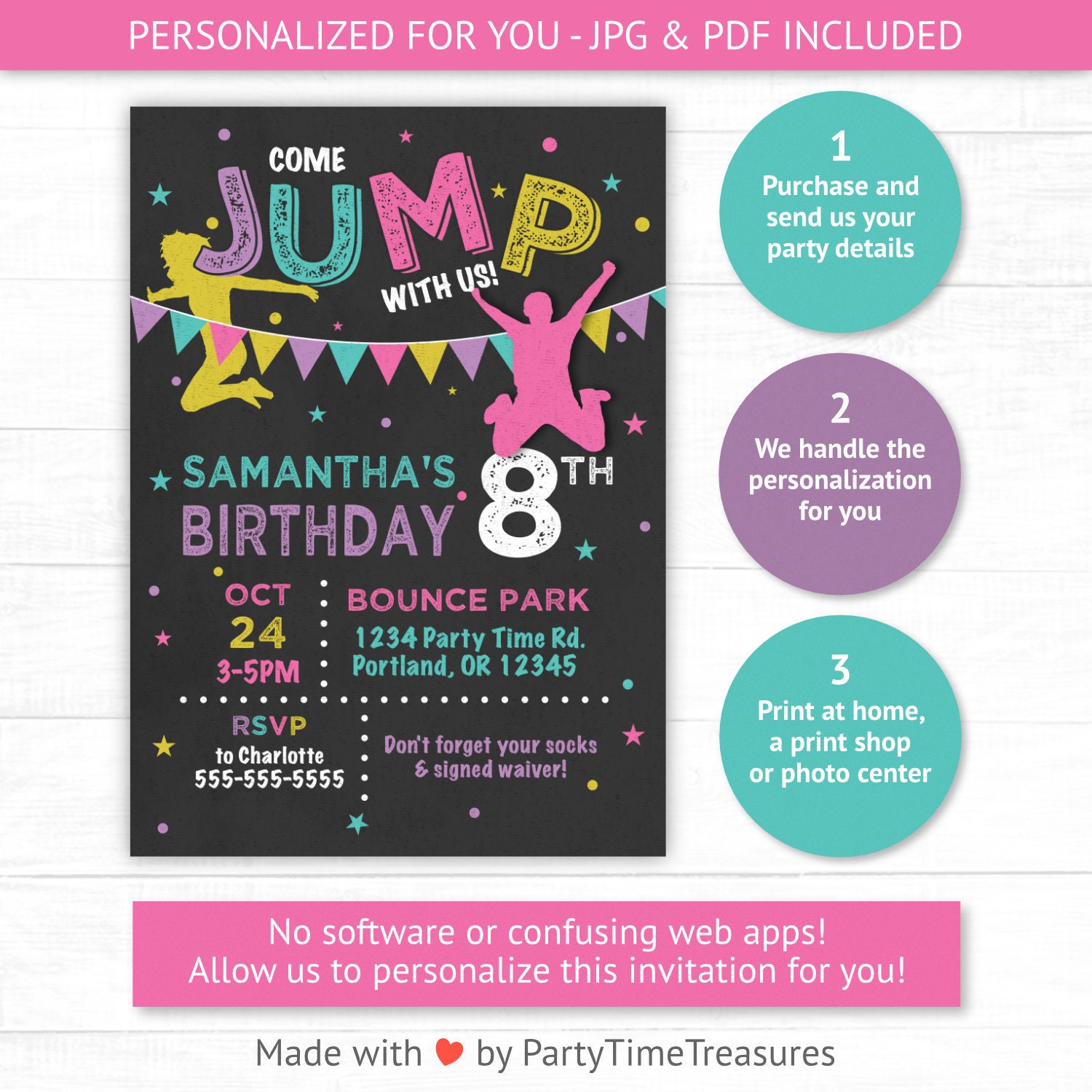 Bounce House Jump Invitation Trampoline Party Bounce
