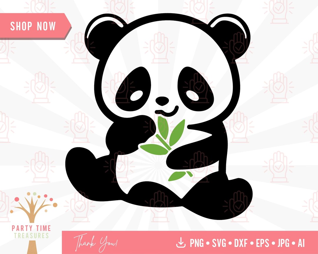 Cute Baby Panda With Bamboo Svg, Kawaii Panda Cut File, Animal Svg ...