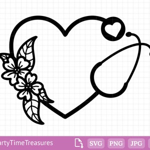 Stethoscope Svg, Nurse Svg, Stethoscope Heart Svg for Nurse Doctor Medical, Png, Dxf, Pdf - PT1353