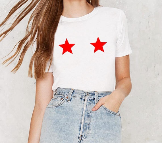Star Boobs Shirt Boobs Shirt borst Tee gratis de tepel | Etsy Gratis tepel trui | Etsy