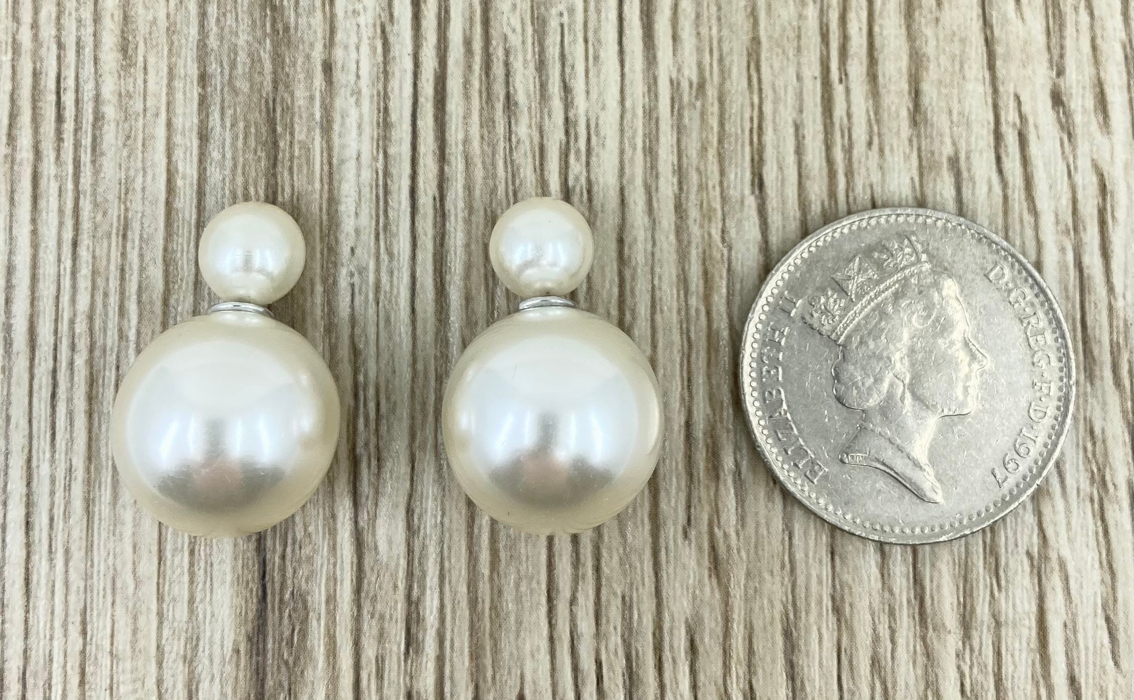 Double Pearl Earrings, Double Sided Pearl Earring, Double