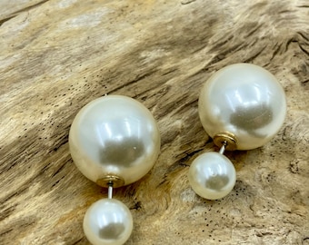 Pendientes dobles de perlas de imitación, joyería nupcial