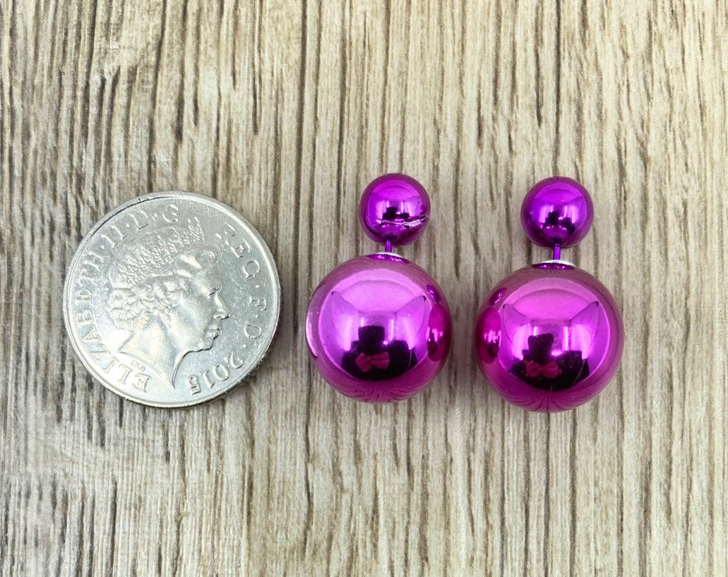 Double Ball Earrings Double Sided Earring Double Ball Etsy Israel