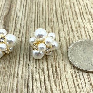 Cluster Pearl Earrings, Bridal Pearl Earrings, Wedding Pearl Earrings, Bridesmaid Gift, Cluster Pearl Stud, Natural Pearl, Graduation Gift image 7