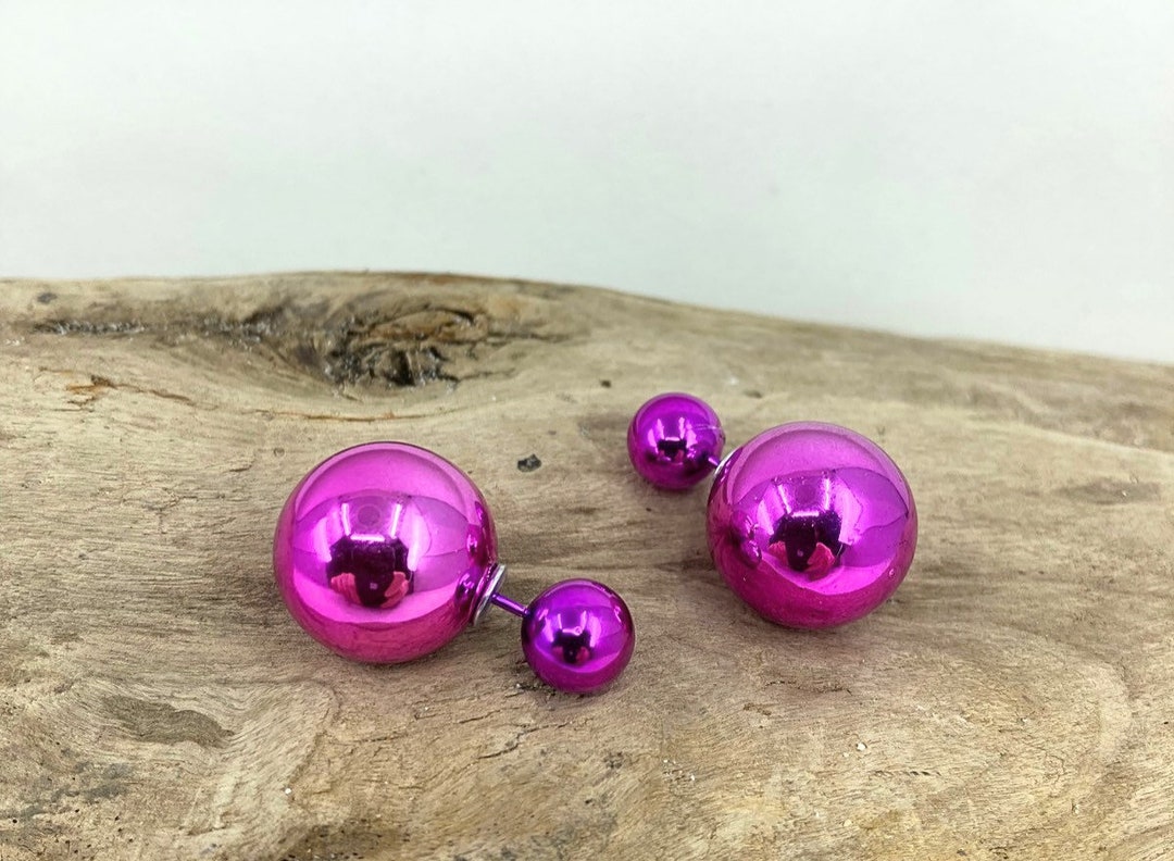 Double Ball Earrings Double Sided Earring Double Ball Etsy Israel