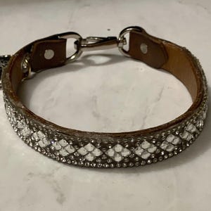 Diamond Paws Swarovski Crystal Leather Dog Collar 5/8 (.63in) width