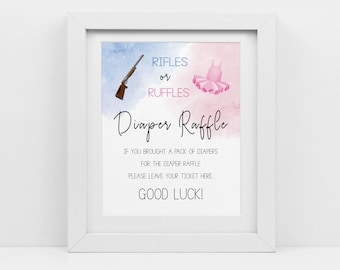 Rifles Or Ruffles Gender Reveal Party Favor Decorations Printable Chip ...