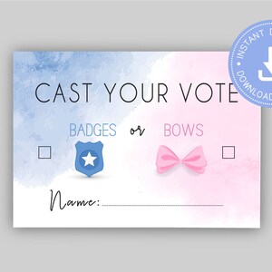 Badges or Bows Gender Reveal, blau und rosa, Abzeichen, Abzeichen, blau oder rosa, sofort download, Junge oder Mädchen, cy106
