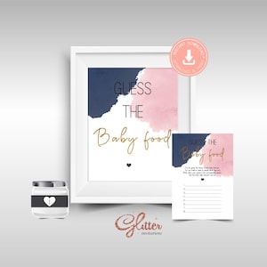 Navy blau und blush pink, Geschlecht offenbaren Dusche, Zwillinge Dusche, Printable Errate das Babynahrung Spiel, Instant Download, cy045, cy046