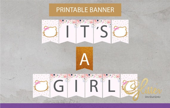 Hello Kitty Baby Shower Baby Shower Decorations Banner Bunting Etsy