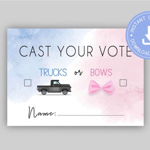 Lastwagen oder Bögen, Gib deine Stimme ab, blau oder rosa, Gender Reveal Shower, Sofort Download, Junge oder Mädchen, CY092