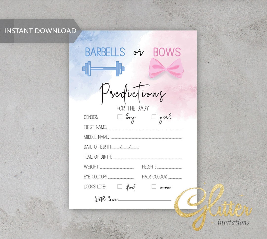Barbells or Bows Gender Reveal, Blue and Pink Baby Shower, Baby