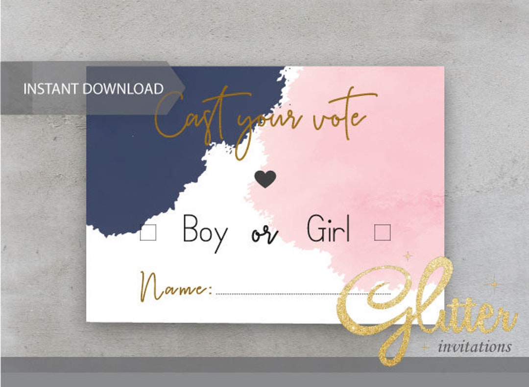 Navy Blue and Blush Pink Cast Your Vote Gender Reveal Etsy