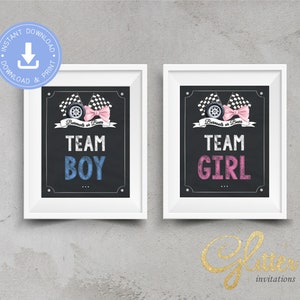 Burnouts or Bows, team boy or team girl sign, Printable pdf, gender reveal shower sign, Instant Download, chalkboard background, cy082