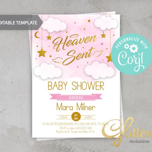 Heaven Sent Baby Shower Welcome Sign Instant Download - Etsy