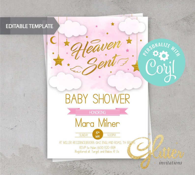 baby shower invitations baby shower themes for girls heaven sent baby shower theme