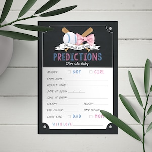 Baseball ou arcs, Carte de prédictions pour bébé, Jeu à téléchargement instantané, baby shower de genre, pdf imprimable, fond de tableau, cy083
