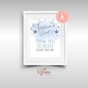 El cielo envió plata, niño Baby Shower, Por favor tome uno, baby shower, Signo de agradecimiento imprimible, Descarga instantánea, pdf imprimible, CY053