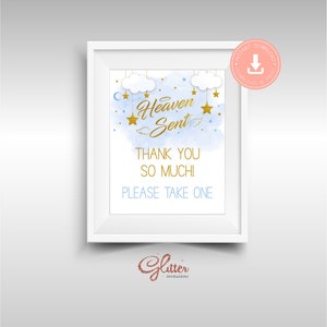 El cielo envió oro, niño Baby Shower, Por favor tome uno, baby shower, Signo de agradecimiento imprimible, Descarga instantánea, pdf imprimible, CY052