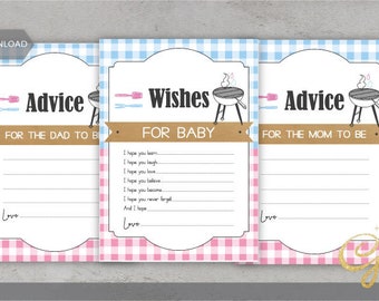 BBQ Baby Q Shower Games, Advice for mom to be, advice for dad to be, wishes for baby, instant download, barbeque baby shower, CY068