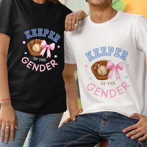 Keeper of the gender t-shirt, baseball or bows T-shirt, unisex Shirt, Gender Reveal Shirt, Baby Shower Shirt, Baby Announcement