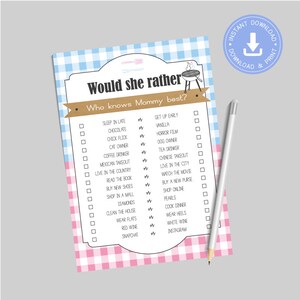 BBQ Baby Q Shower Games, Who Knows Mommy Best, How Well Do You Know the Mommy to be, would she rather,  barbeque Gender reveal, CY068