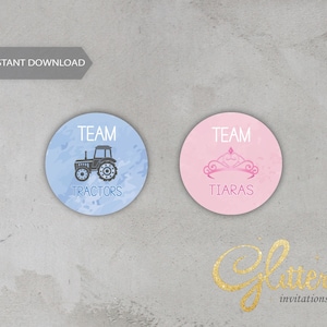 Autocollants de sexe pour tracteurs ou diadèmes : équipe rose, équipe bleue (PDF imprimable)