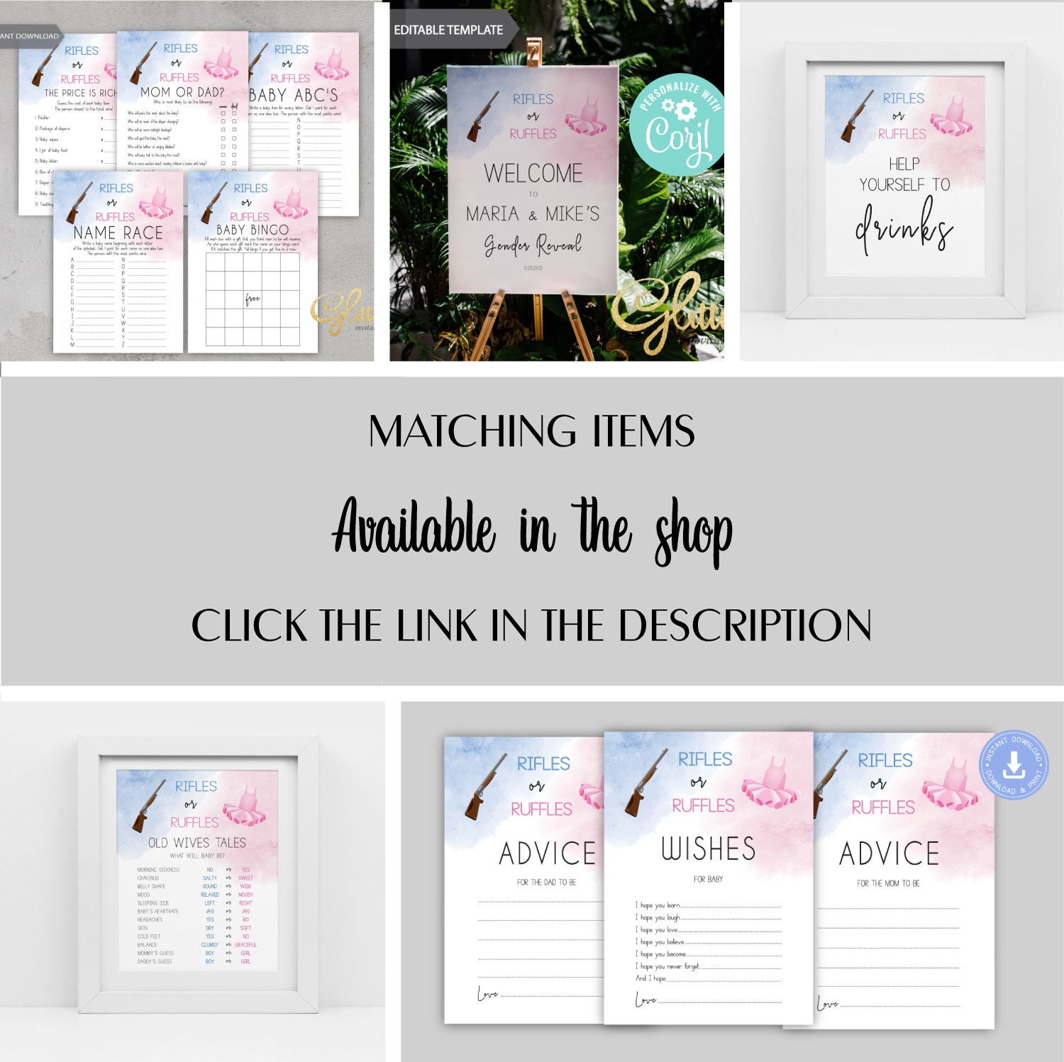 EDITABLE Rifles or Ruffles Gender Reveal Shooting Gender - Etsy