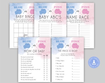 Boxing Gender Reveal Games: Baby Shower Game Bundle (PDF)