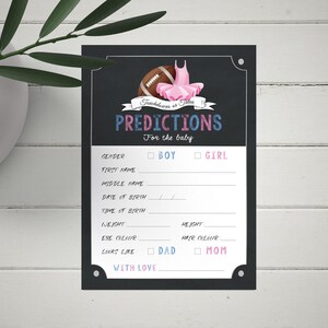 Touchdowns Or Tutus, Tarjeta de Predicciones de Bebé, Descarga Instantánea, ducha de revelación de género, pdf imprimible, Fútbol o ballet, cy084