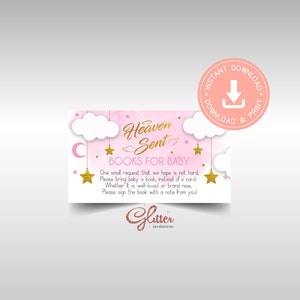 Heaven sent gold, girl Baby Shower, books for baby, instant download, CY049