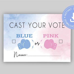 Boxing Gender Reveal, Votez, bleu ou rose, téléchargement instantané, baby shower garçon ou fille, Thème gants de boxe, CY118