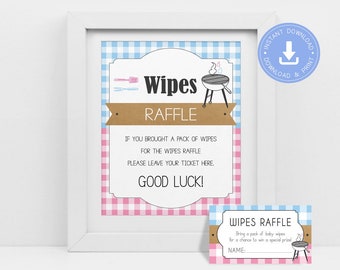 BBQ Baby Shower Wipes Raffle Sign (Printable PDF)
