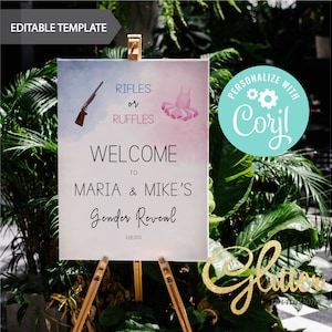 EDITABLE Rifles or Ruffles Gender Reveal, Shooting Gender Reveal, Blue ...